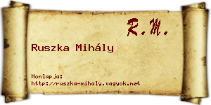 Ruszka Mihály névjegykártya